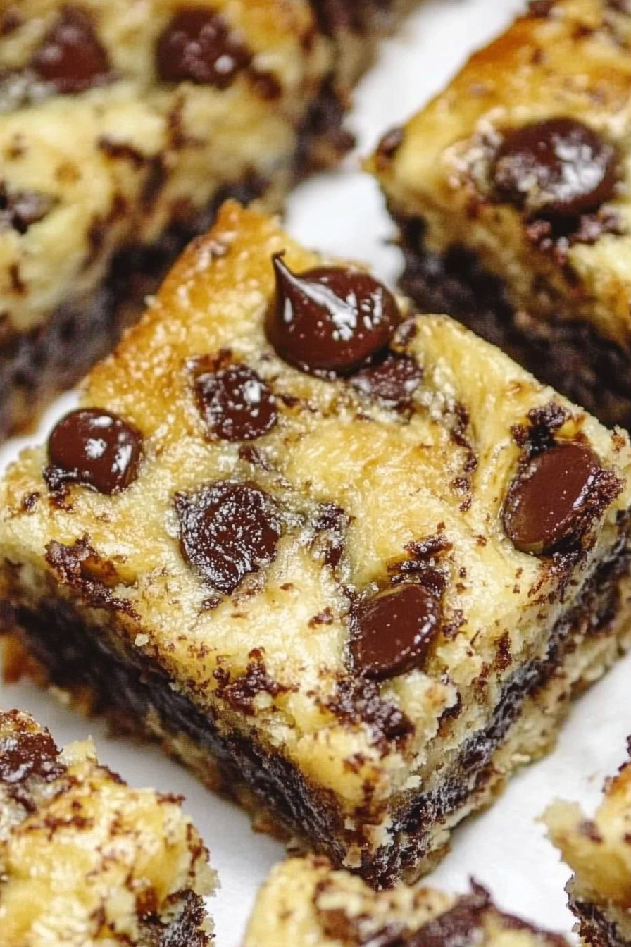 Banana Chocolate Chip Bars Recipe - Simple and Quick to Make Delicious Banana Chocolate Chip Bars freshly baked on a white plate