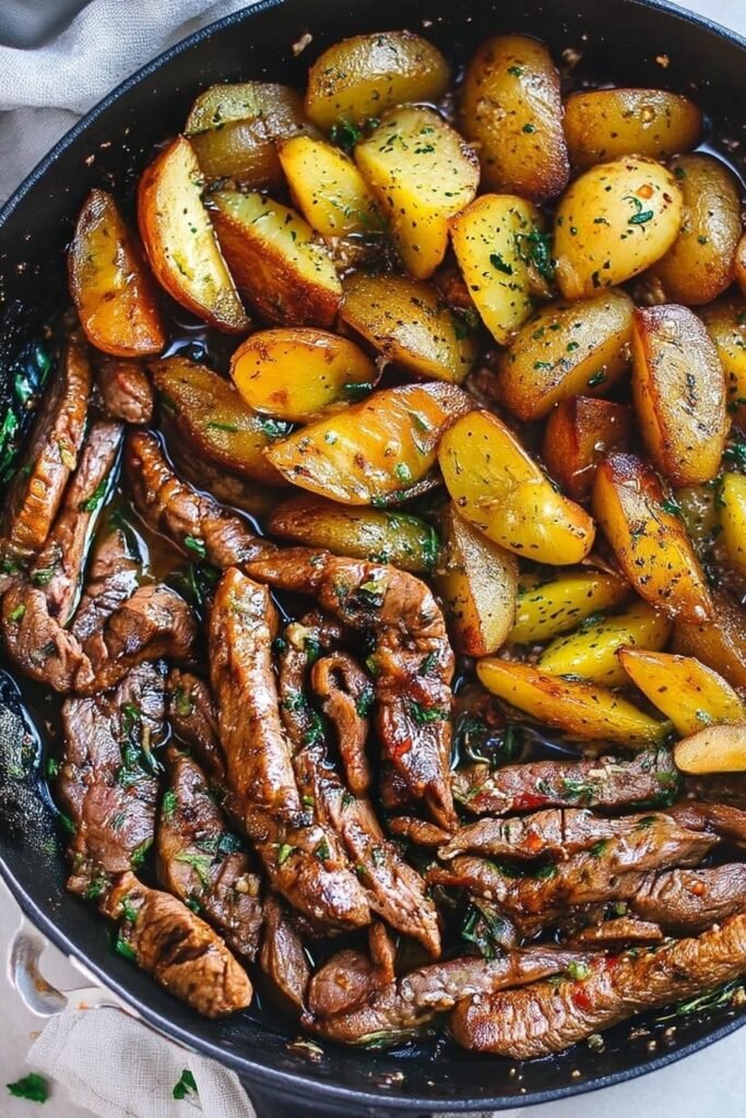 Delicious Garlic Butter Steak and Potatoes Skillet