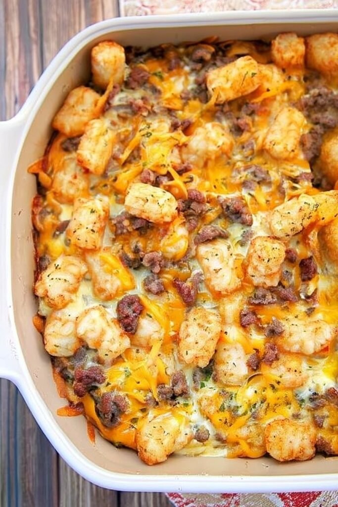 Delicious Tater Tot Sausage Breakfast Casserole