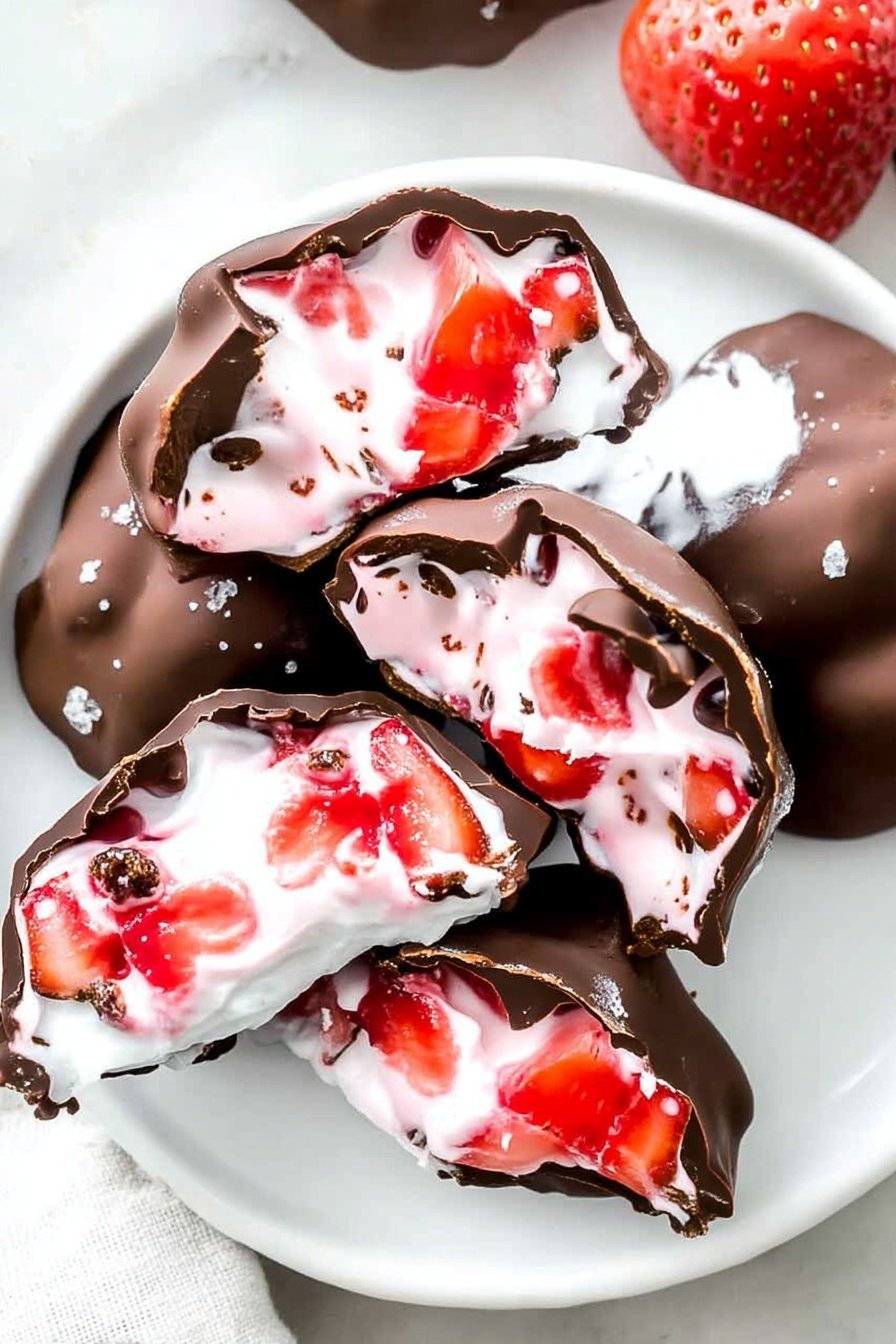 strawberry yogurt bites &ndash; finished dish (hero)