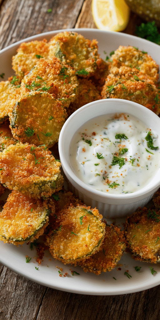 Air Fryer Fried Pickles served warm with cozy spices