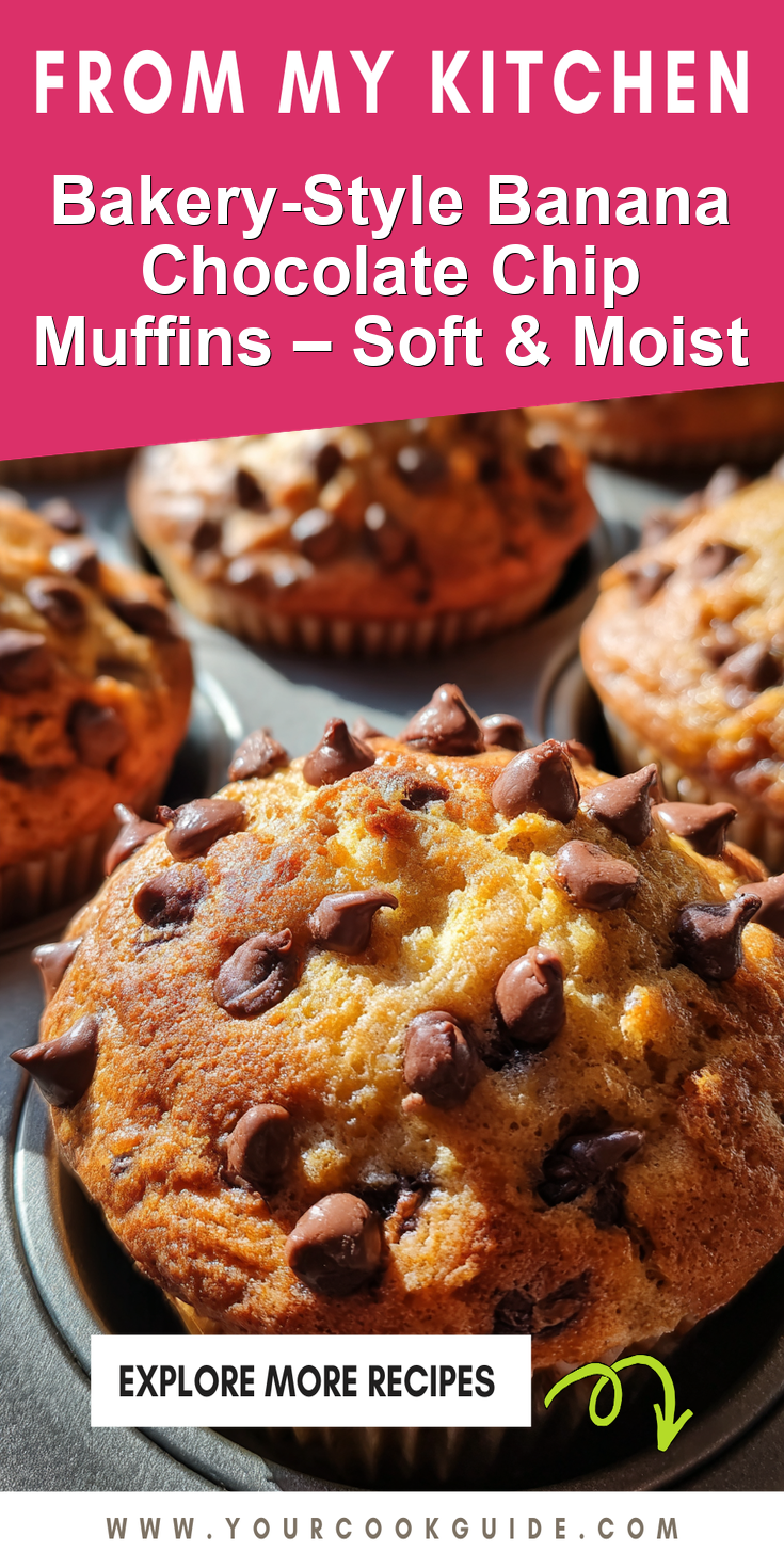Bakery-style banana chocolate chip muffins with a tender crumb, freshly baked and ready to enjoy