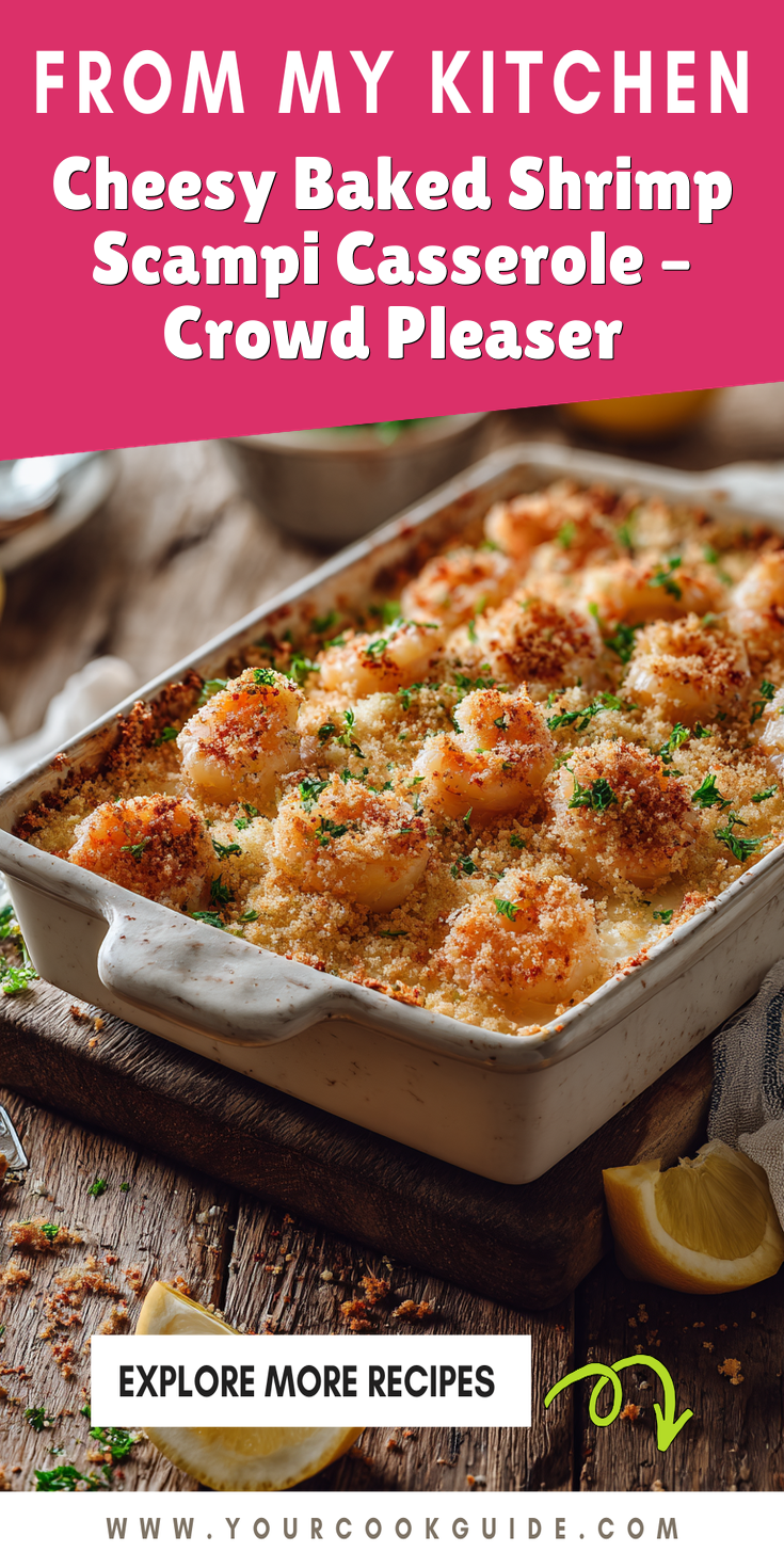 Cheesy Baked Shrimp Scampi Casserole – Perfect for Gatherings served warm with cozy spices