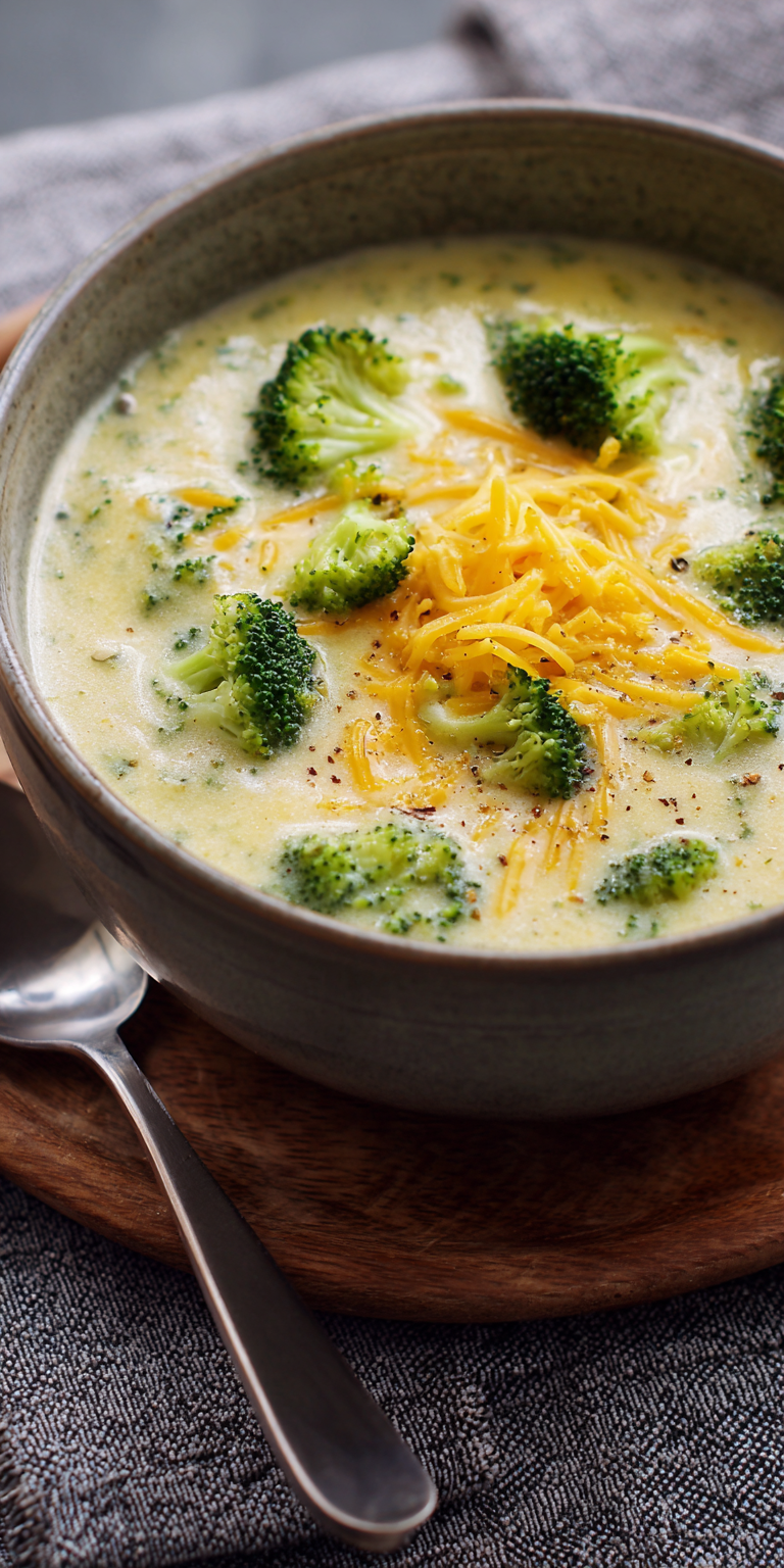 Cheesy Broccoli Potato Soup served warm with cozy spices