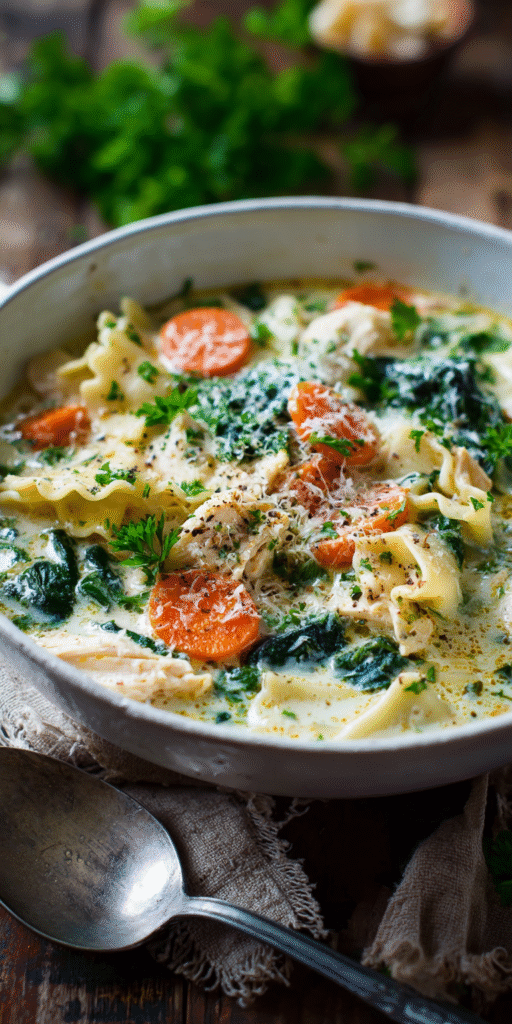 Cheesy Chicken Lasagna Soup – Rich & Savory Delight Recipe