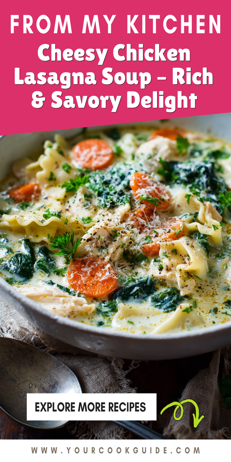 Cheesy Chicken Lasagna Soup – Rich & Savory Delight served warm with cozy spices