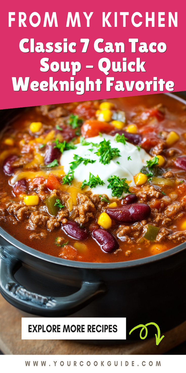 Classic 7 Can Taco Soup – Quick Weeknight Favorite served warm with cozy spices