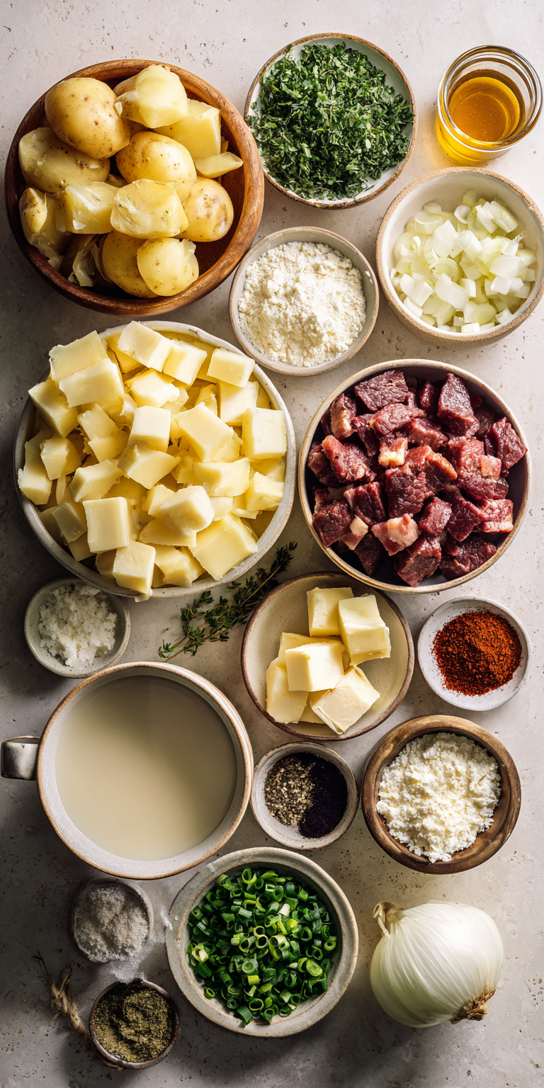 Cowboy-Style Beef & Potato Hash – Cheesy & Hearty served warm with cozy spices