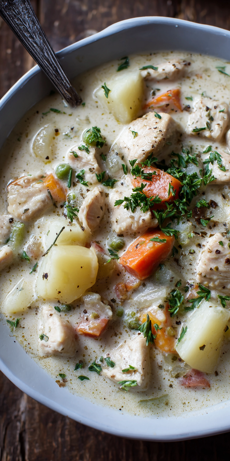 Creamy Chicken Potato Soup served warm with cozy spices