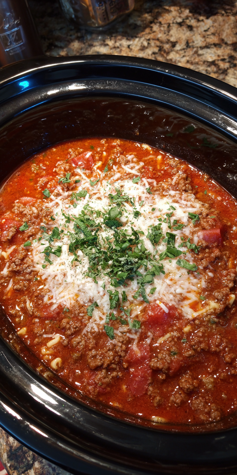 Crock Pot Dump-and-Go Lasagna Soup – 10-Minute Prep served warm with cozy spices