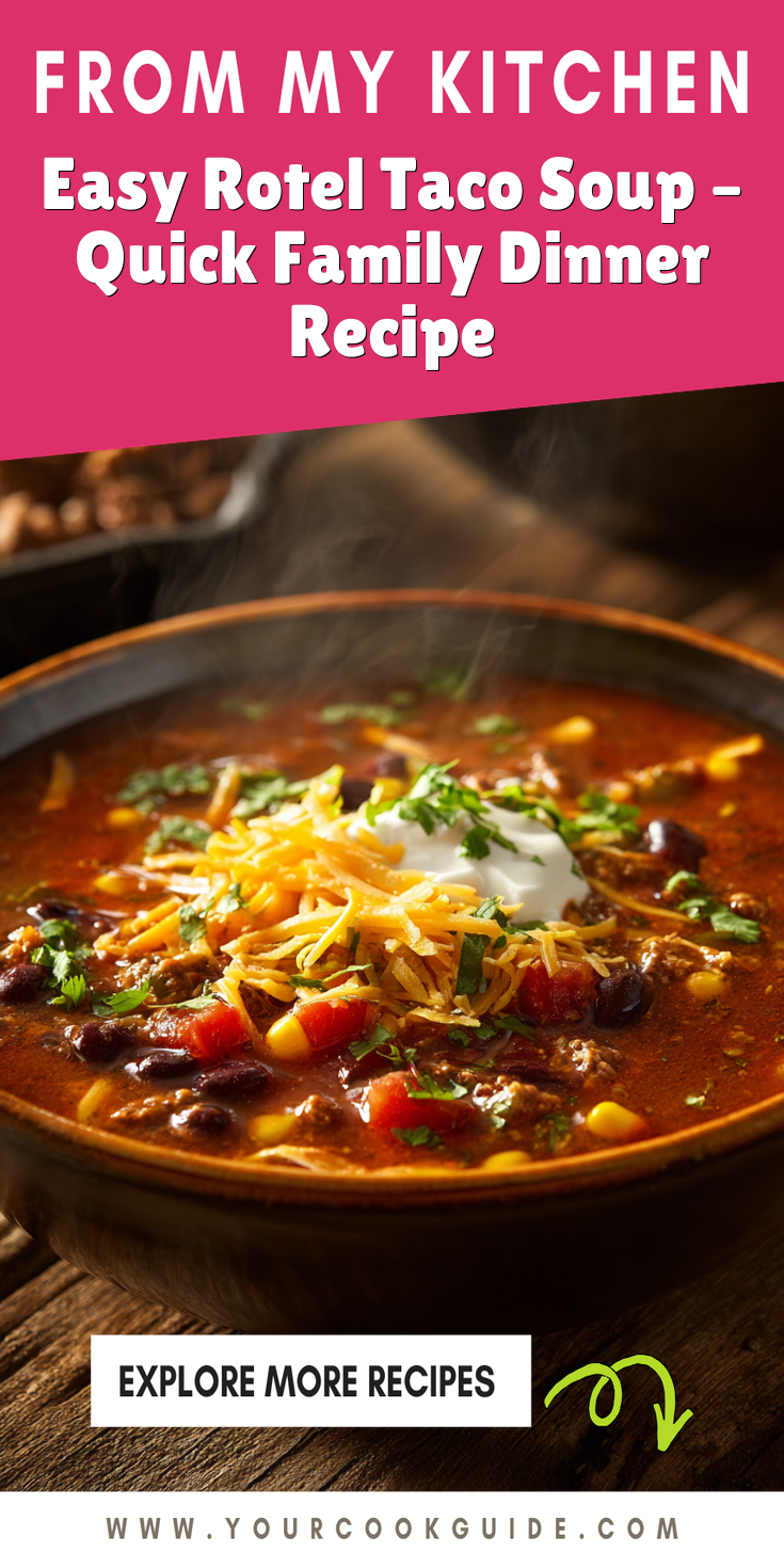 A bowl of Easy Rotel Taco Soup, hearty and flavorful for family dinners