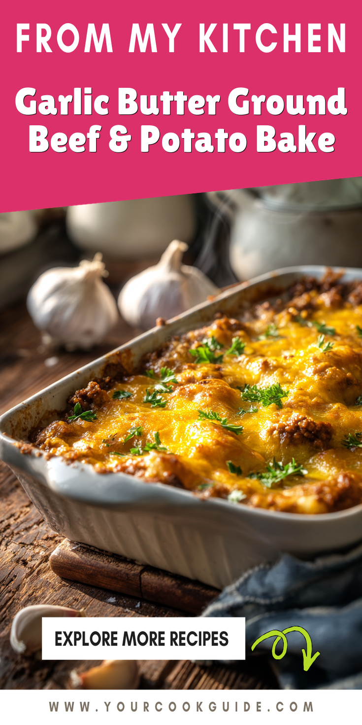 Garlic Herb Ground Beef & Potato Bake served warm with cozy spices