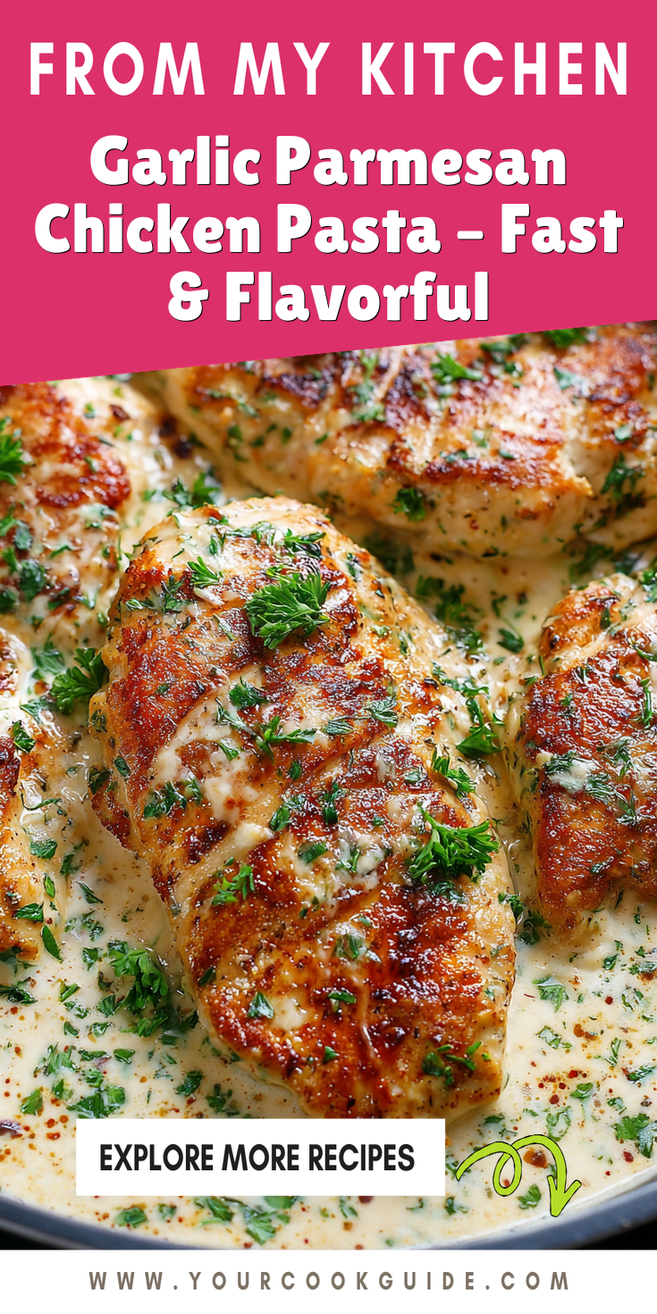 Garlic Parmesan Chicken Pasta &ndash; Fast & Flavorful served warm with cozy spices
