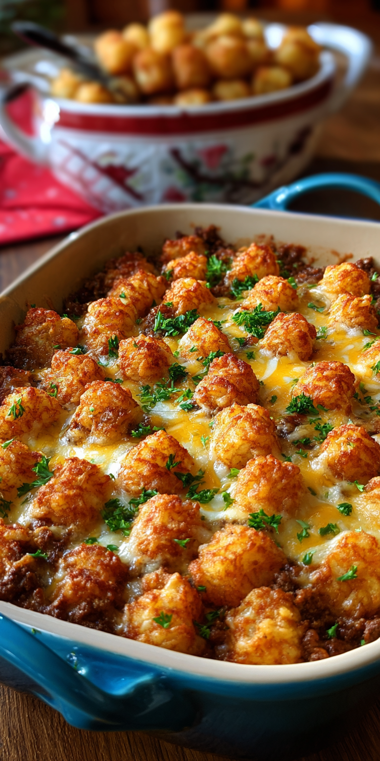 Ground Beef & Potato Enchilada Casserole served warm with cozy spices