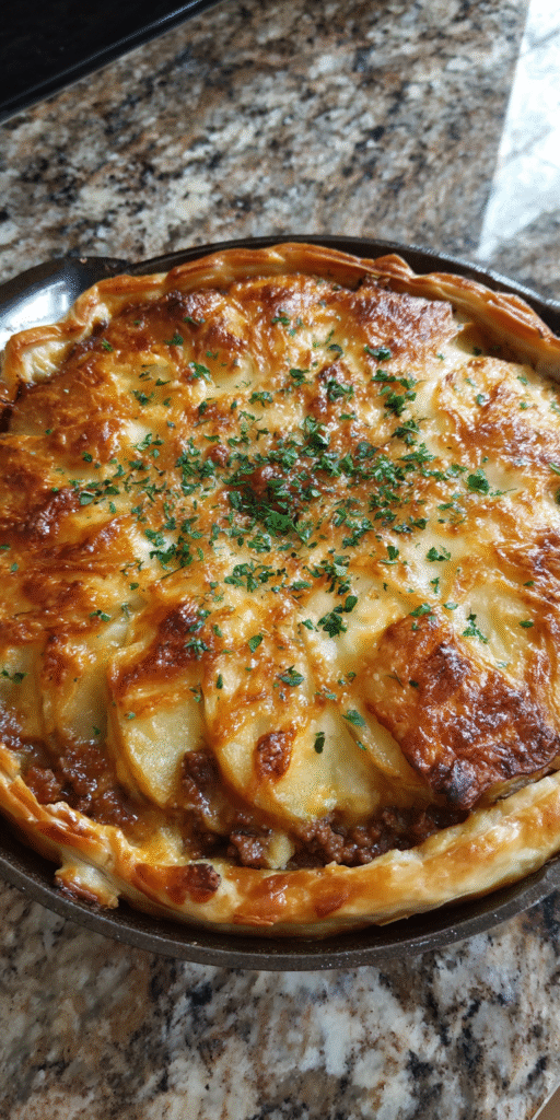 Hearty Ground Beef & Potato Bake with Mushroom Sauce Recipe