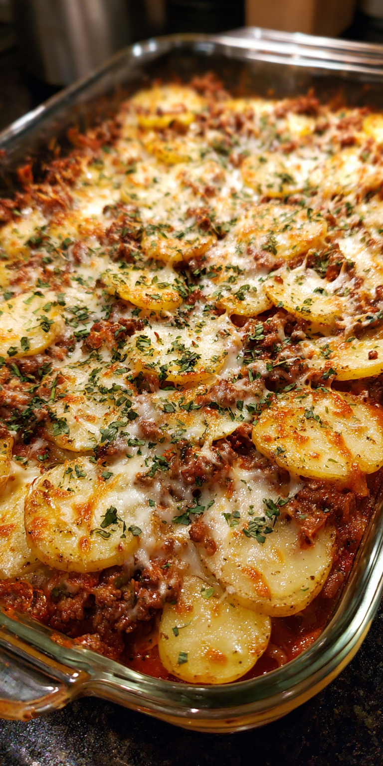 Italian Ground Beef & Potato Bake served warm with cozy spices
