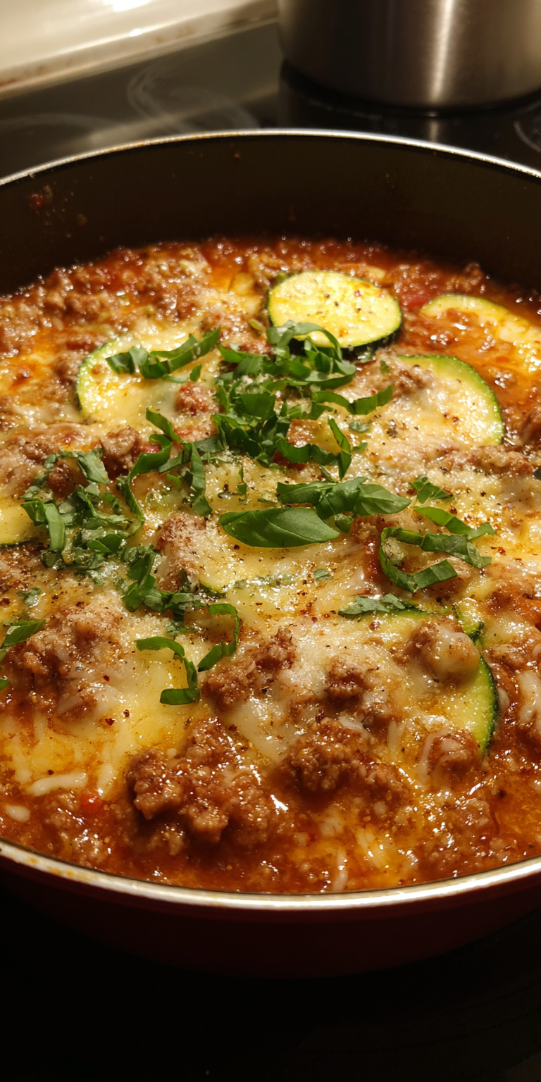 Low Carb Cheesy Lasagna Soup served warm with gentle spices and a cozy aroma