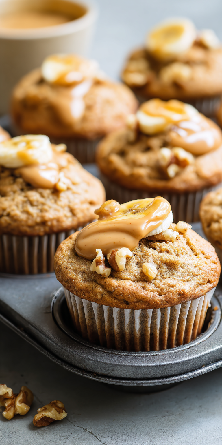 Maple Pecan Banana Muffins – Soft & Crunchy served warm with cozy spices
