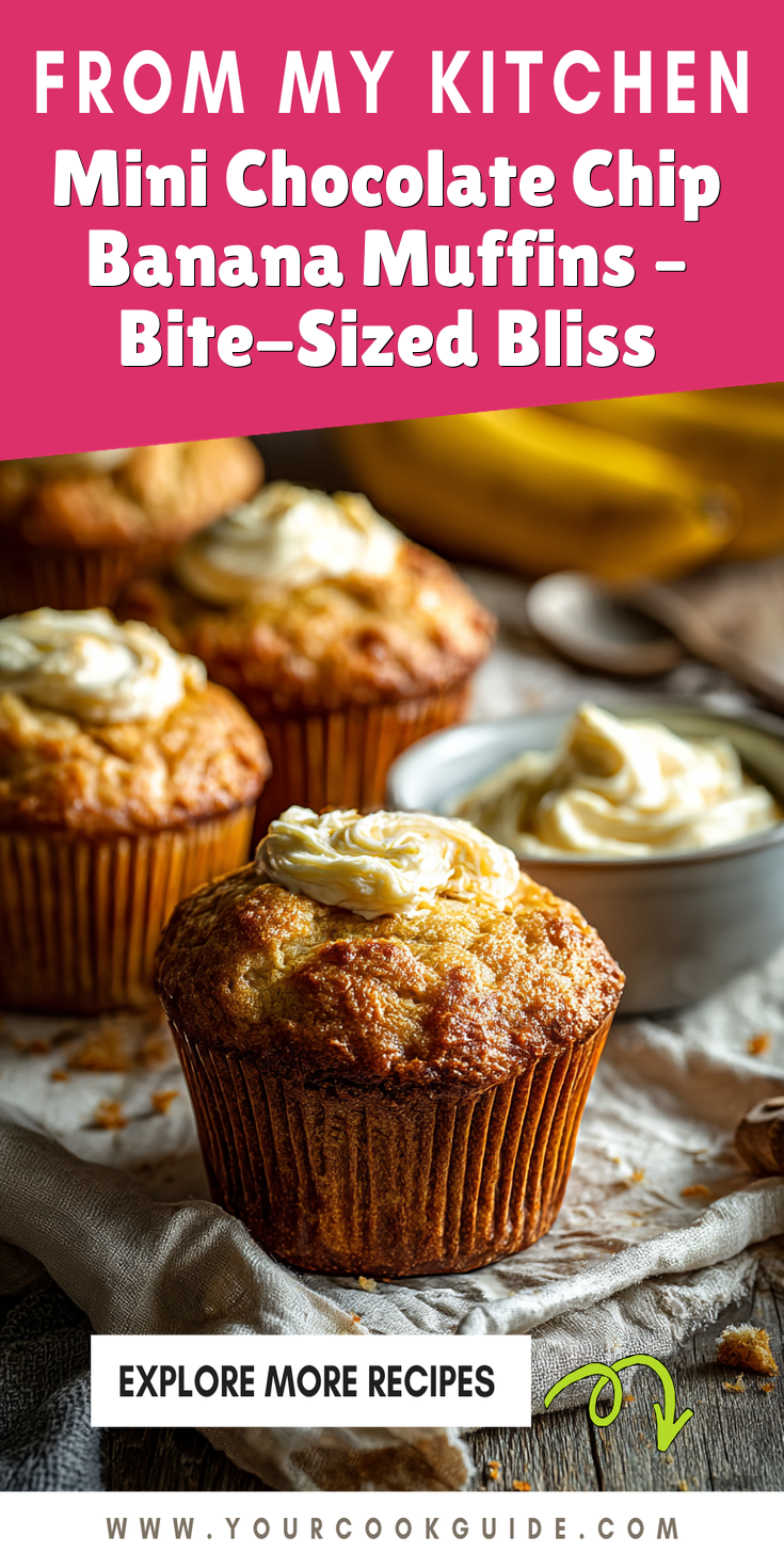 Mini chocolate chip banana muffins fresh from the oven