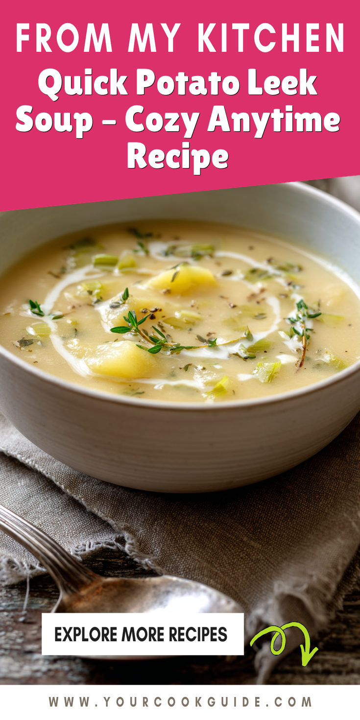 Quick Potato Leek Soup – Cozy Anytime Recipe served warm with gentle spices and a cozy aroma
