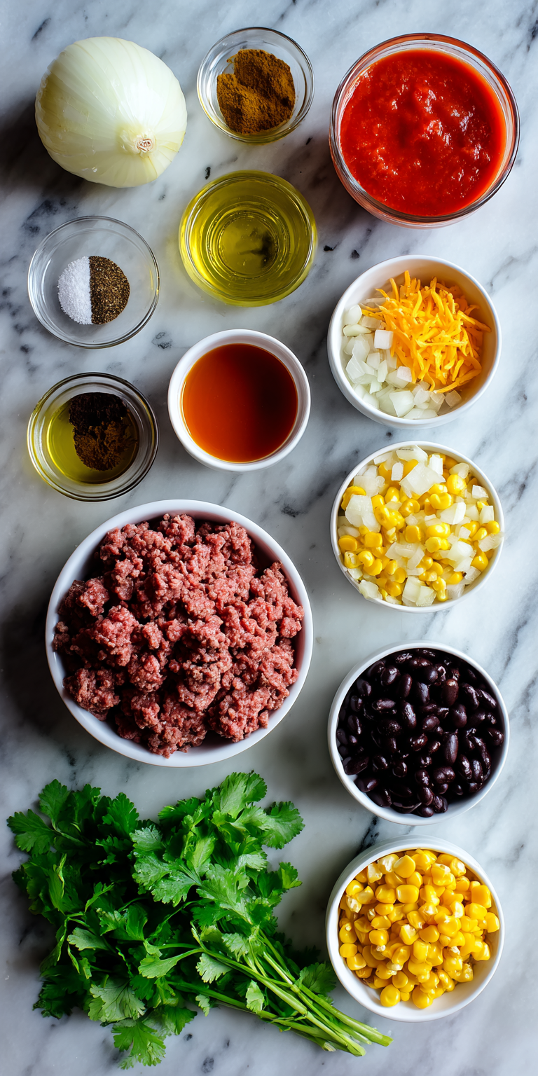 Savory Ground Beef Taco Soup served warm with cozy spices