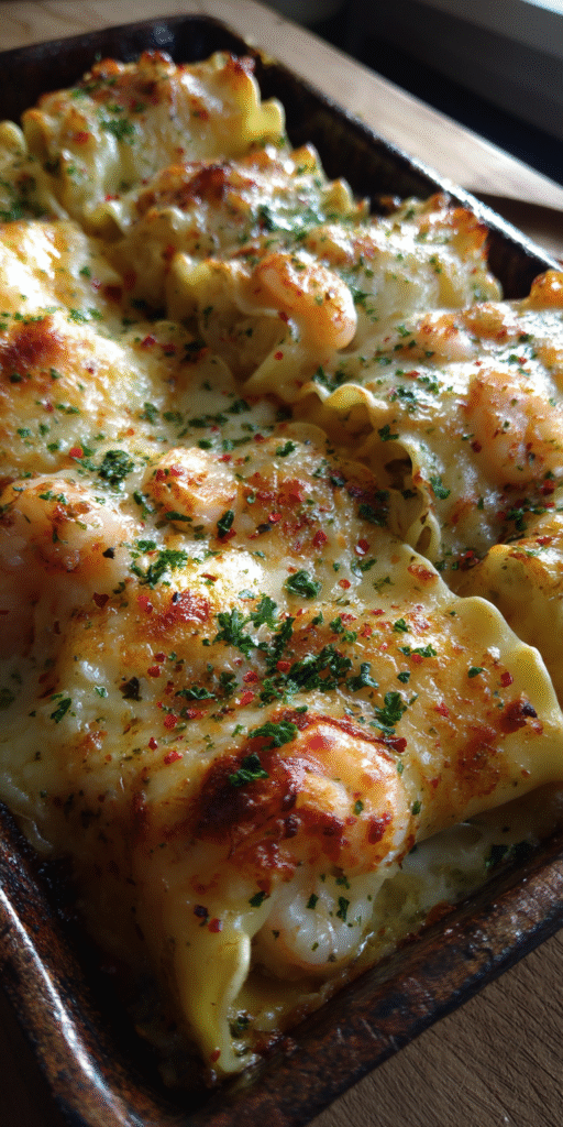 Shrimp Scampi Lasagna Rolls – Cheesy Pasta Delight Recipe