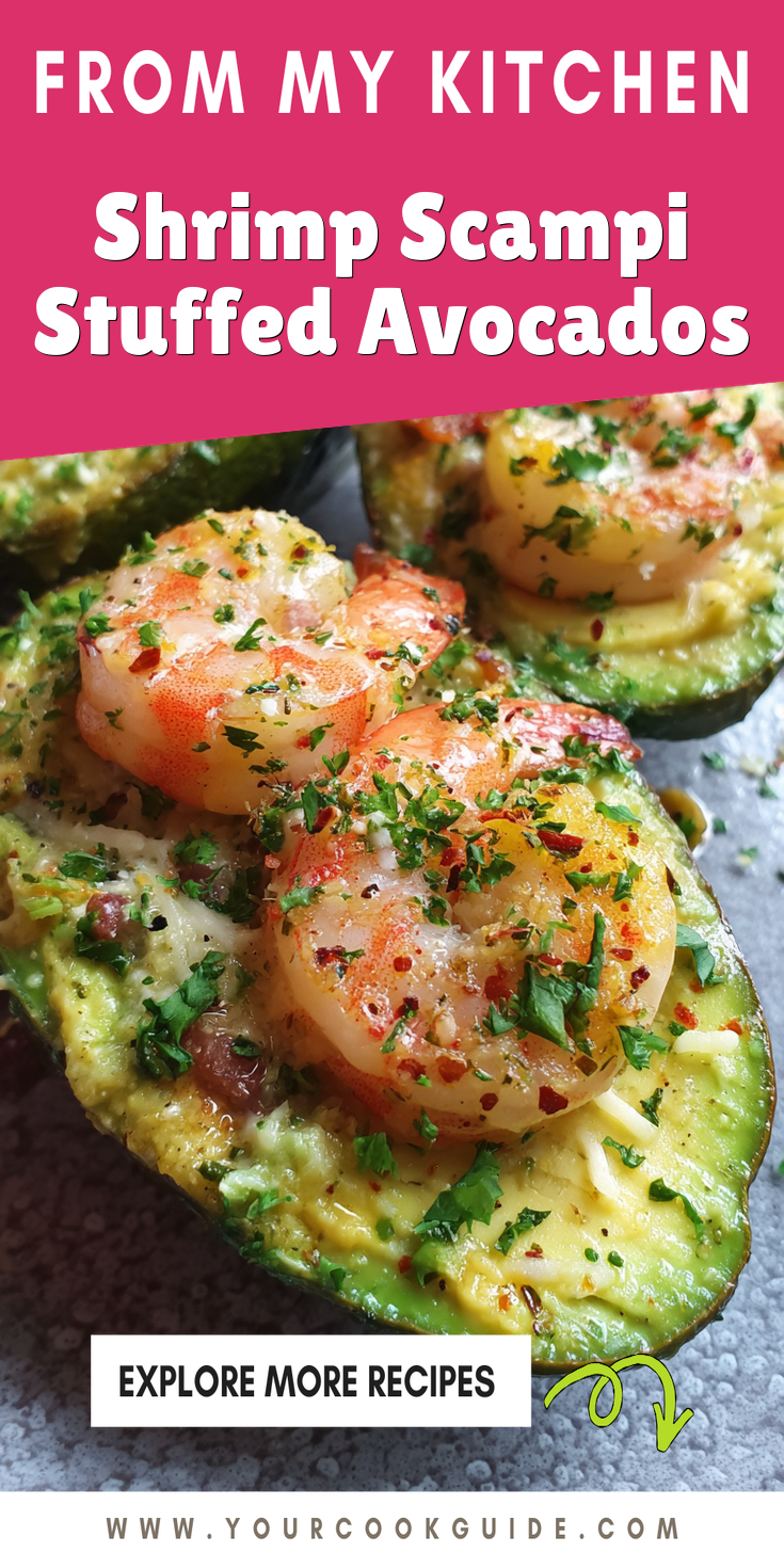 Shrimp Scampi Stuffed Avocados served warm with cozy spices