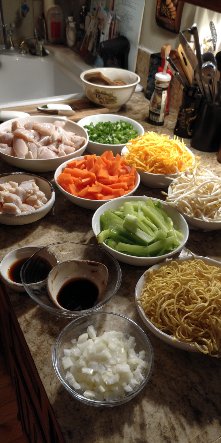 Slow Cooker Chicken Chow Mein served warm with gentle spices and a cozy aroma