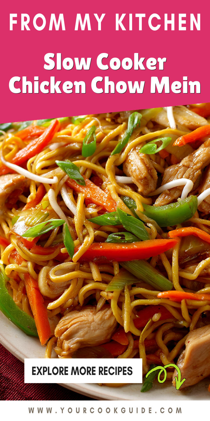 Slow Cooker Chicken Chow Mein served warm with cozy spices