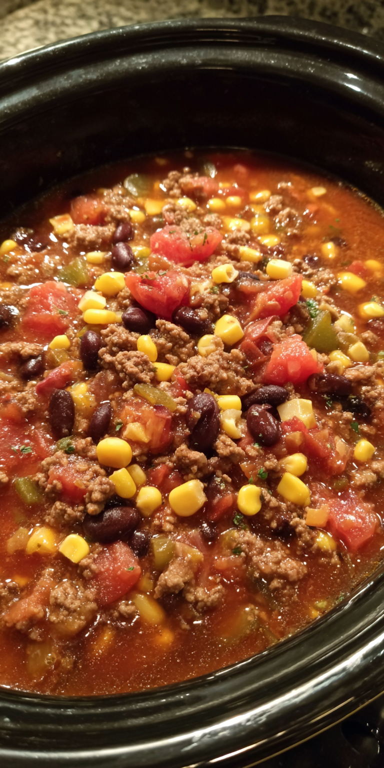 Slow Cooker Chicken Taco Soup – Set & Forget Dinner served warm with cozy spices