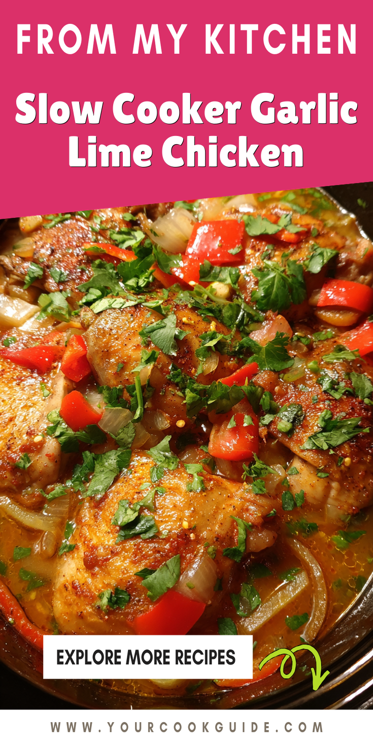 Slow Cooker Garlic Lime Chicken served warm with cozy spices