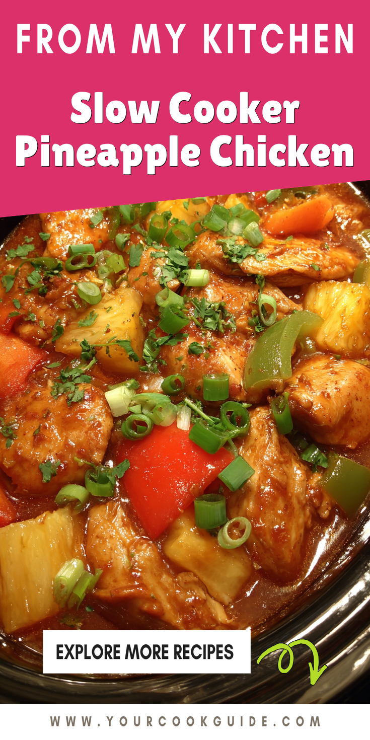 Slow Cooker Pineapple Chicken served warm with cozy spices