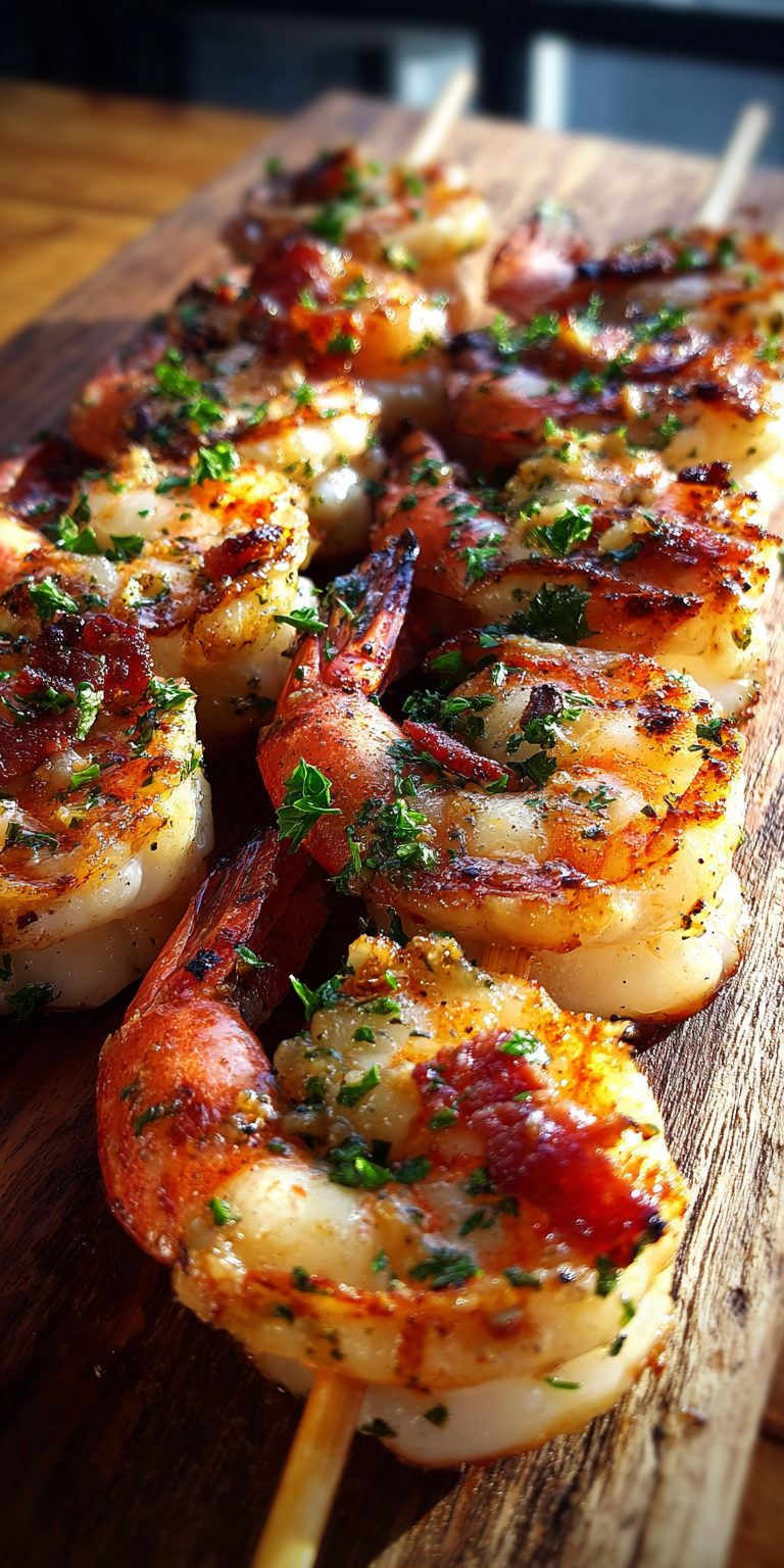 Smoky Grilled Shrimp Scampi Skewers &ndash; BBQ Favorite served warm with cozy spices