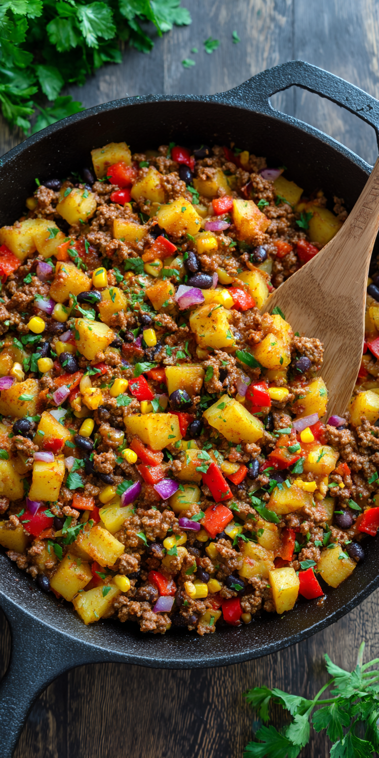 Southwest Ground Beef & Potato Skillet Recipe