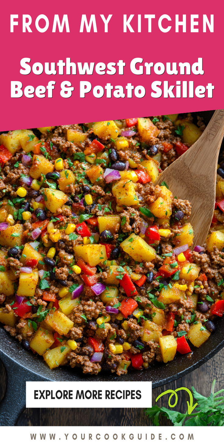 Southwest Ground Beef & Potato Skillet served warm with cozy spices