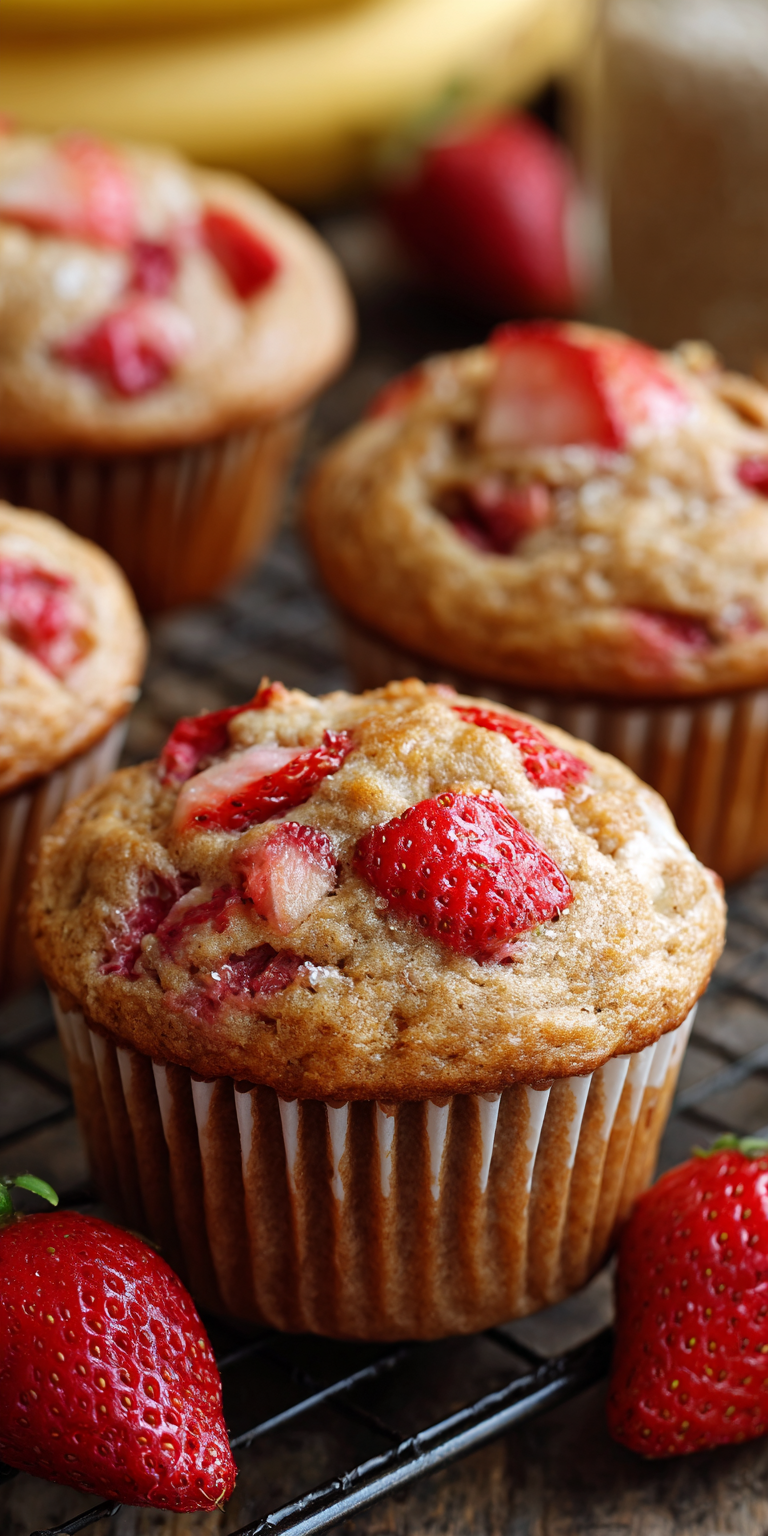 Strawberry Banana Muffins served warm with cozy spices