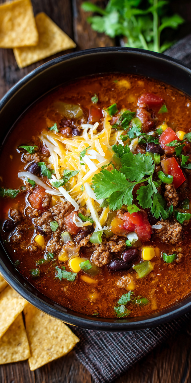 Ultimate Weeknight Taco Soup served warm with cozy spices