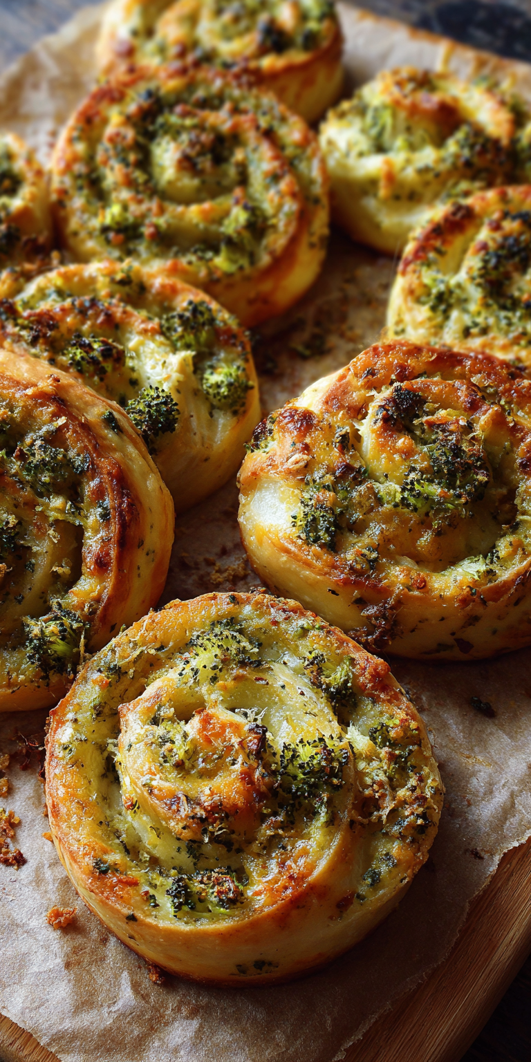 Broccoli Cheese Pinwheels served warm with cozy spices