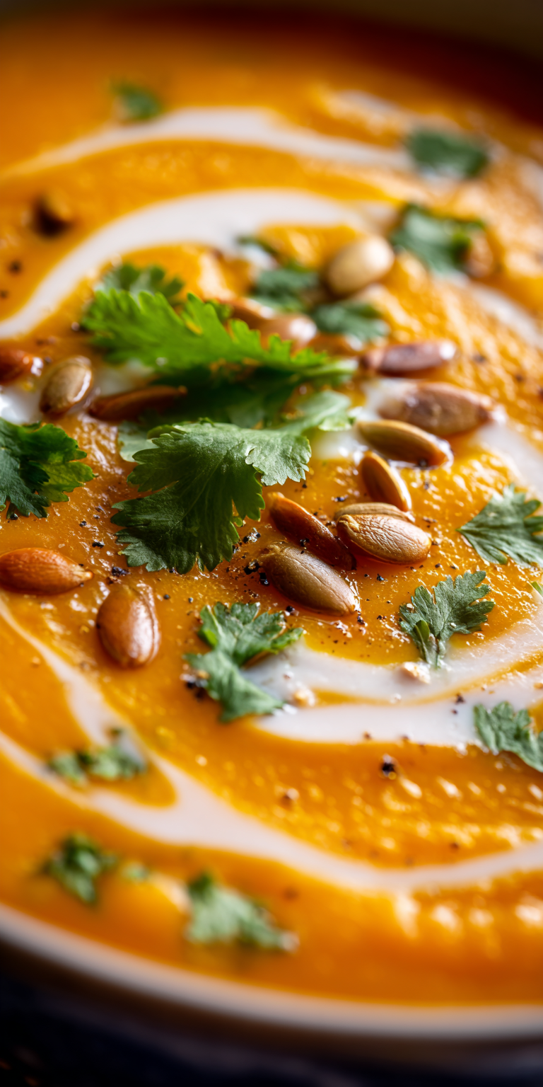 Carrot Sweet Potato Soup served warm with cozy spices