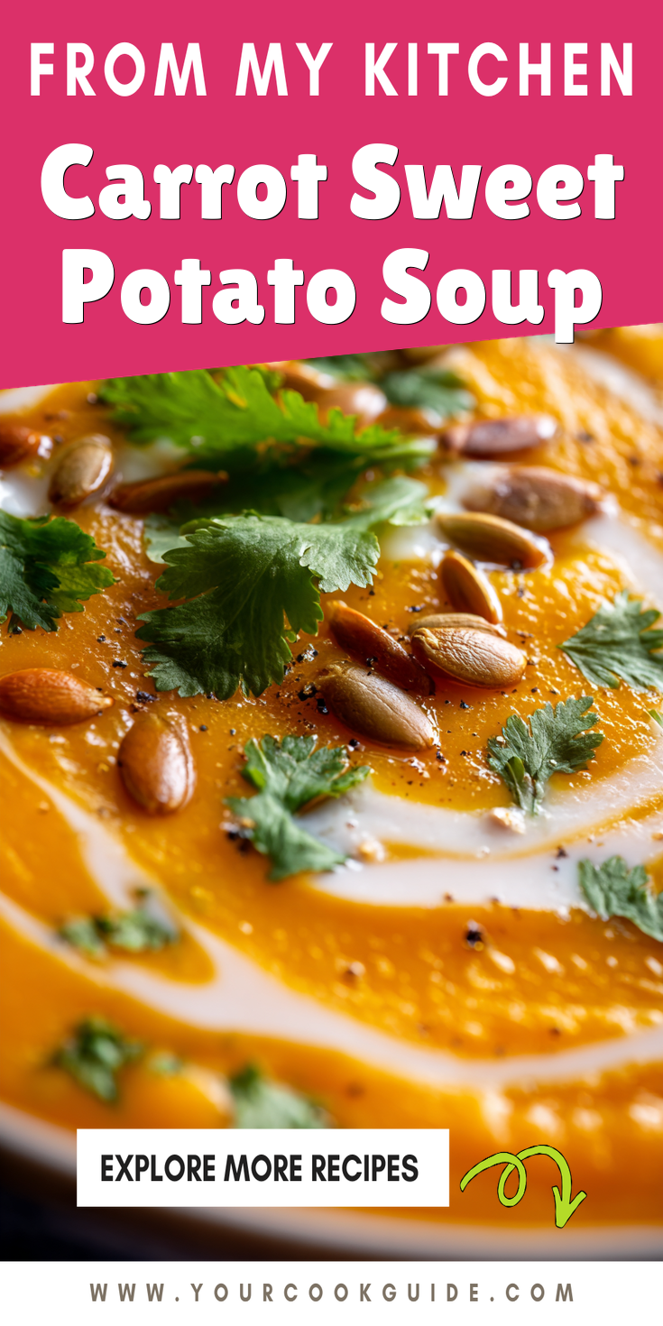 Carrot Sweet Potato Soup served warm with cozy spices