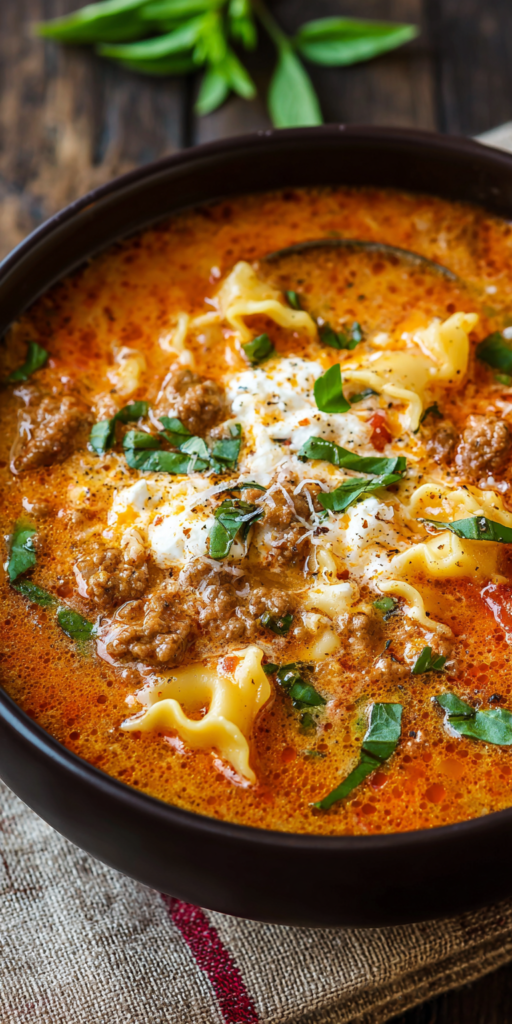 Creamy Beef Lasagna Soup Recipe