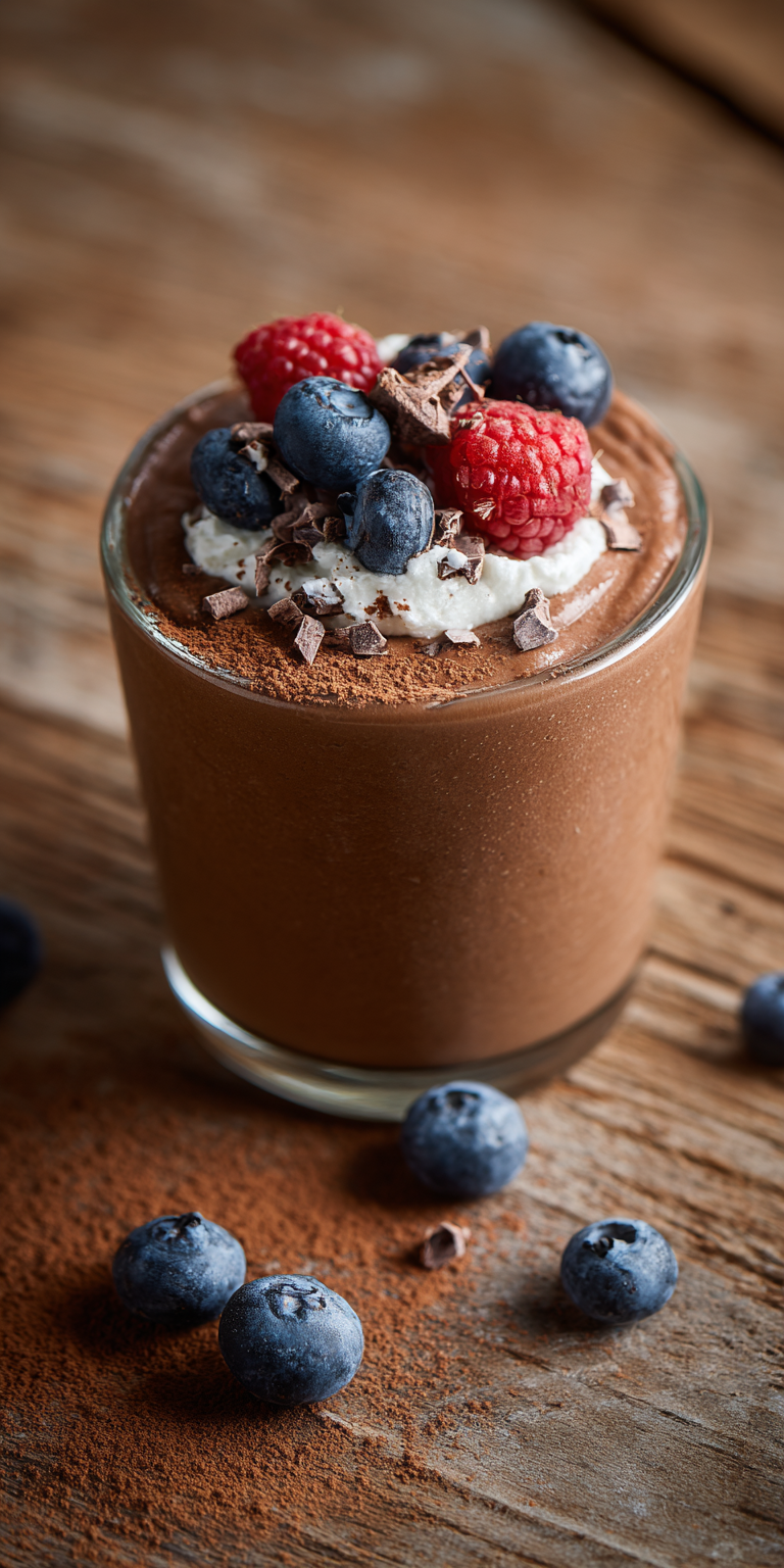 Creamy High-Protein Chocolate Pudding | No-Bake Dessert served warm with cozy spices