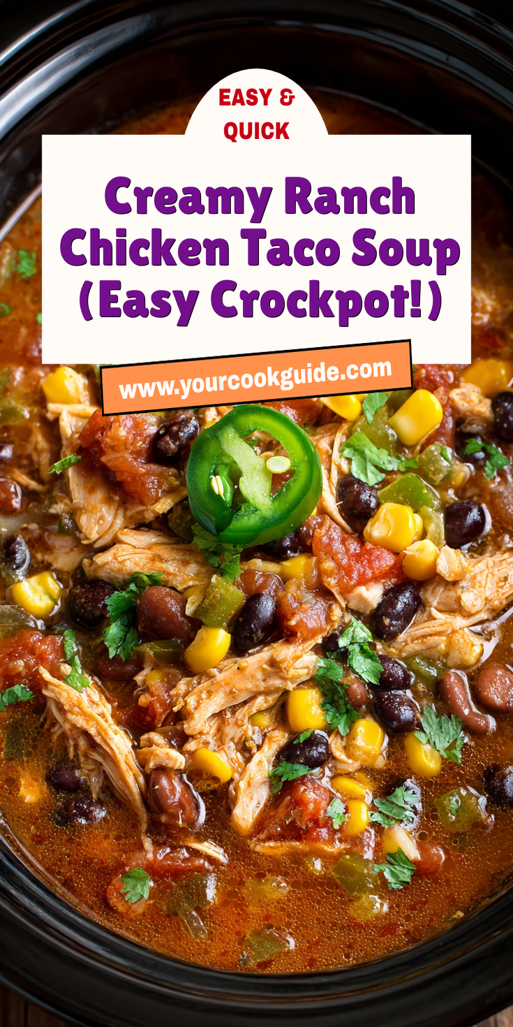 Creamy Ranch Chicken Taco Soup (Easy Crockpot!) served warm with cozy spices