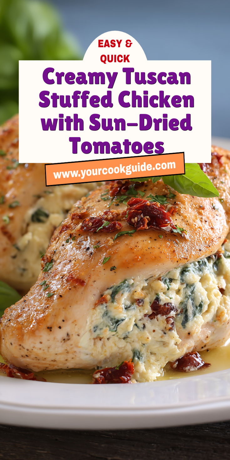 Creamy Tuscan Stuffed Chicken with Sun-Dried Tomatoes served warm with cozy spices
