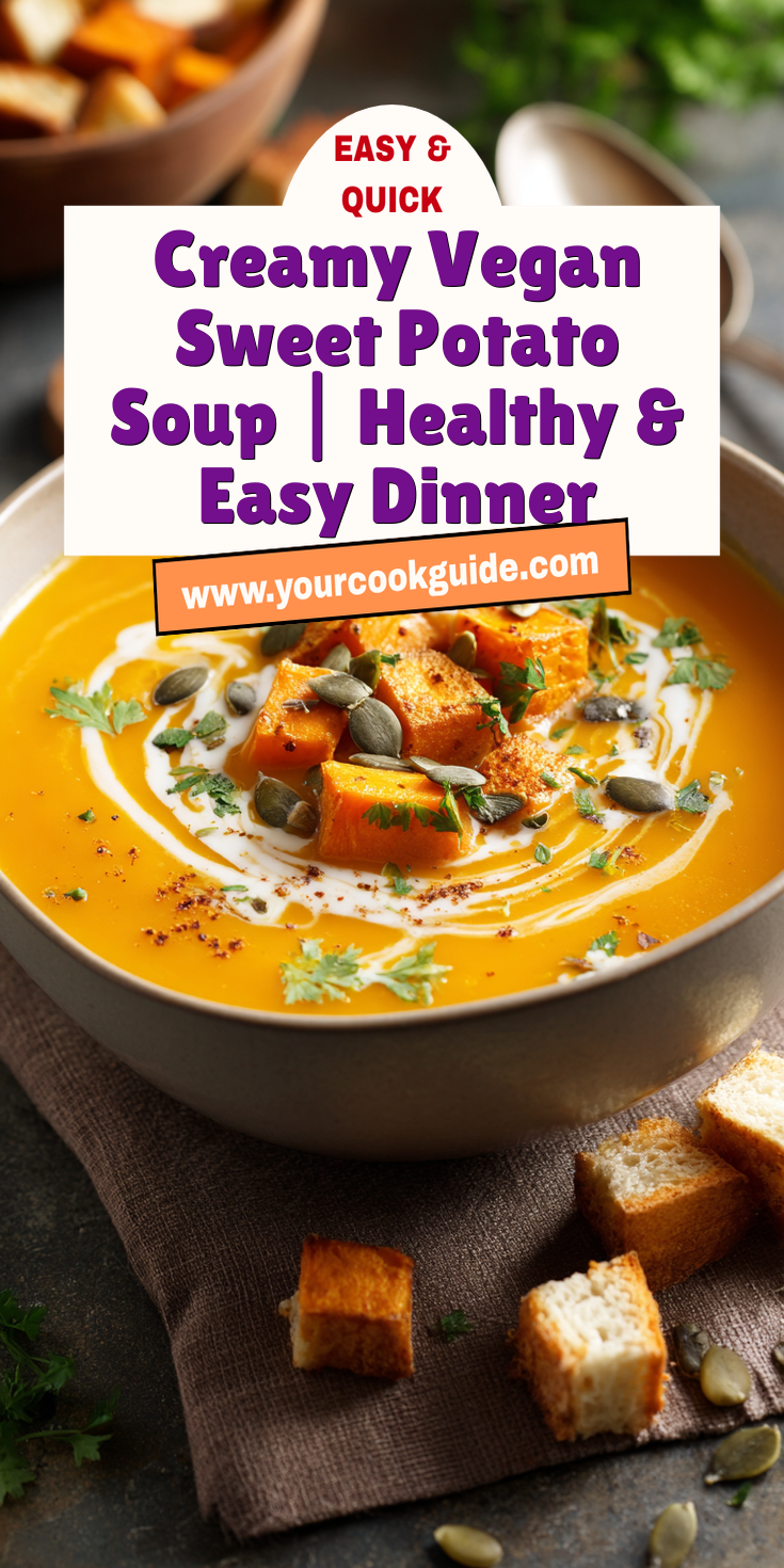 Creamy Vegan Sweet Potato Soup | Healthy & Easy Dinner served warm with cozy spices