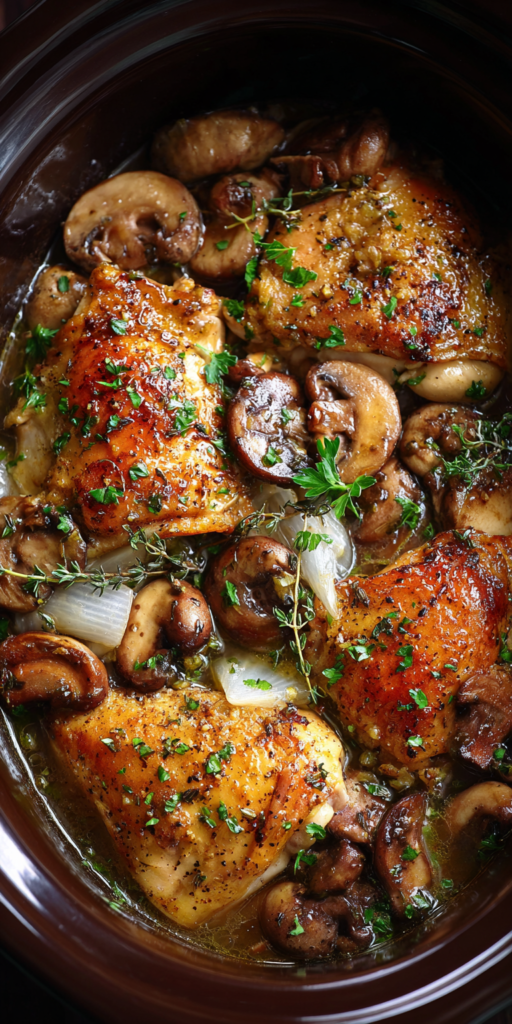 Crockpot Chicken with Mushrooms and Thyme Recipe