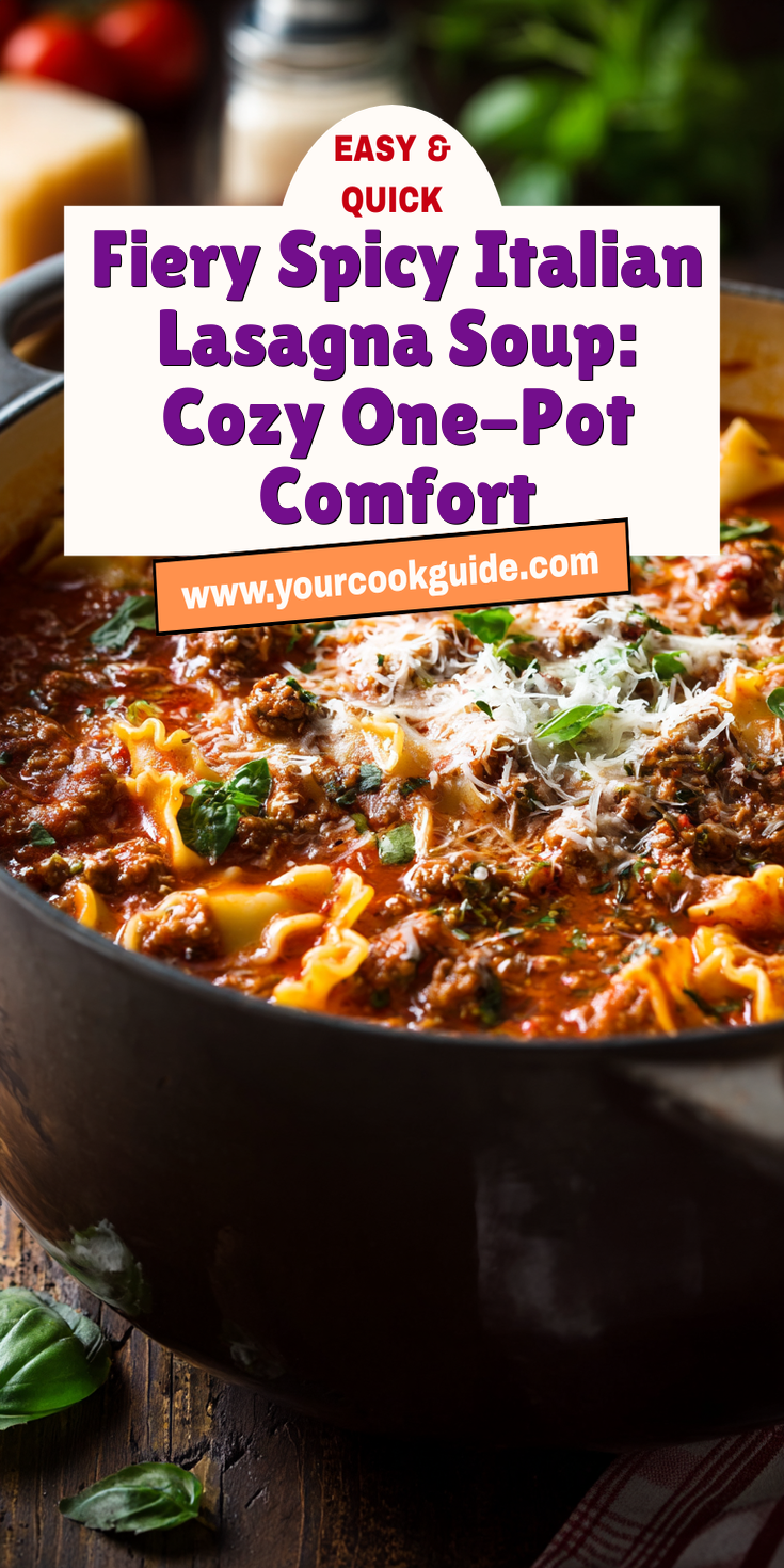 Fiery Spicy Italian Lasagna Soup: Cozy One-Pot Comfort served warm with cozy spices