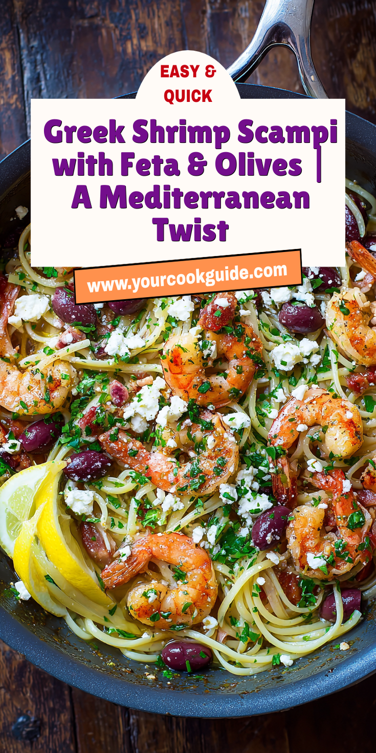 Greek Shrimp Scampi with Feta & Olives | A Mediterranean Twist served warm with cozy spices