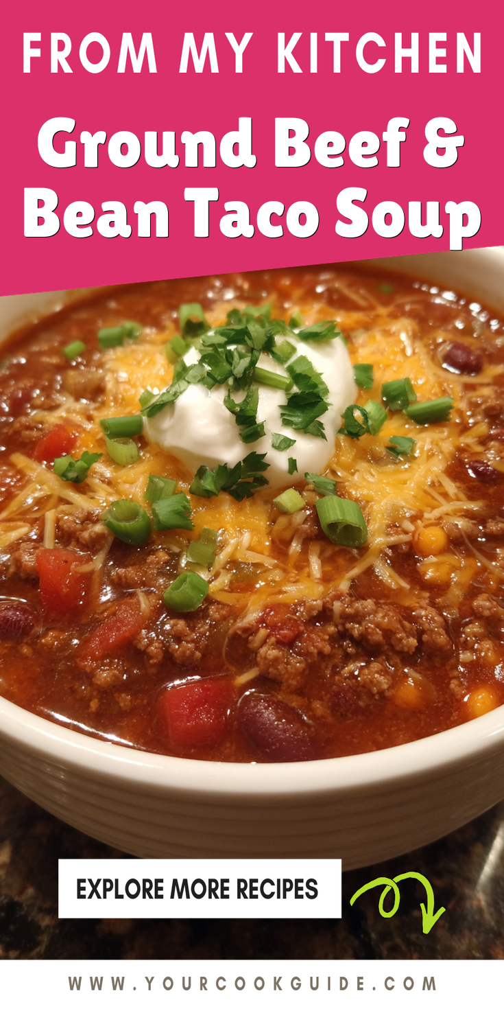 Ground Beef & Bean Taco Soup served warm with cozy spices