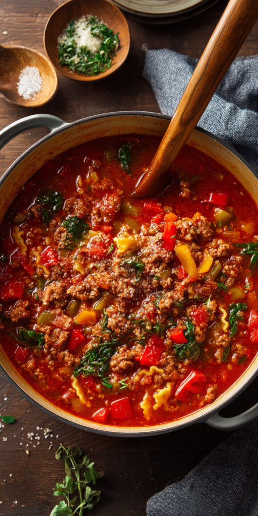 Italian Sausage & Bell Pepper Lasagna Soup Recipe